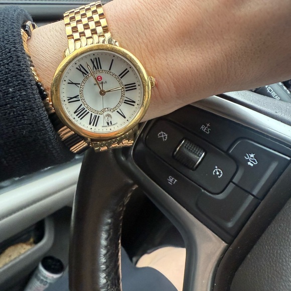 Michele Gold Tone Bracelet Watch with White Dial - Picture 6 of 6